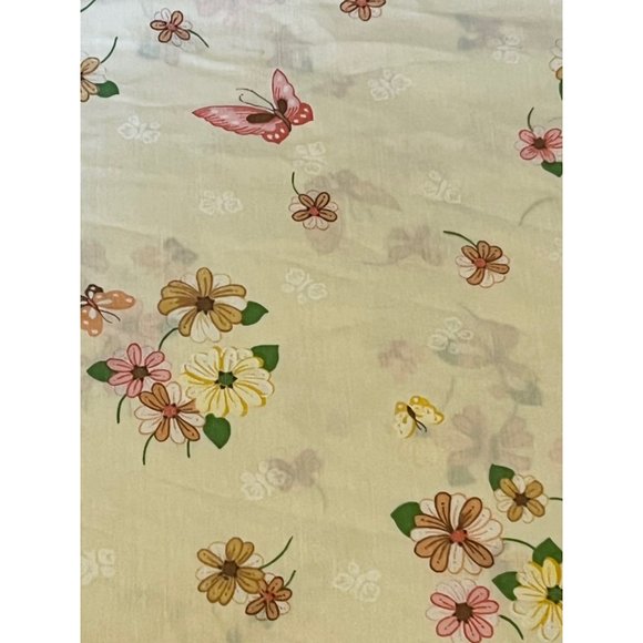 Vintage Thomaston Mills Double Full Flat Butterfly Sheet Cotton Floral Boho - Picture 7 of 9